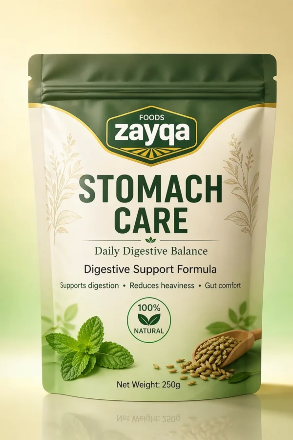 Zayqa Stomach Care herbal digestive powder 250g pouch packaging