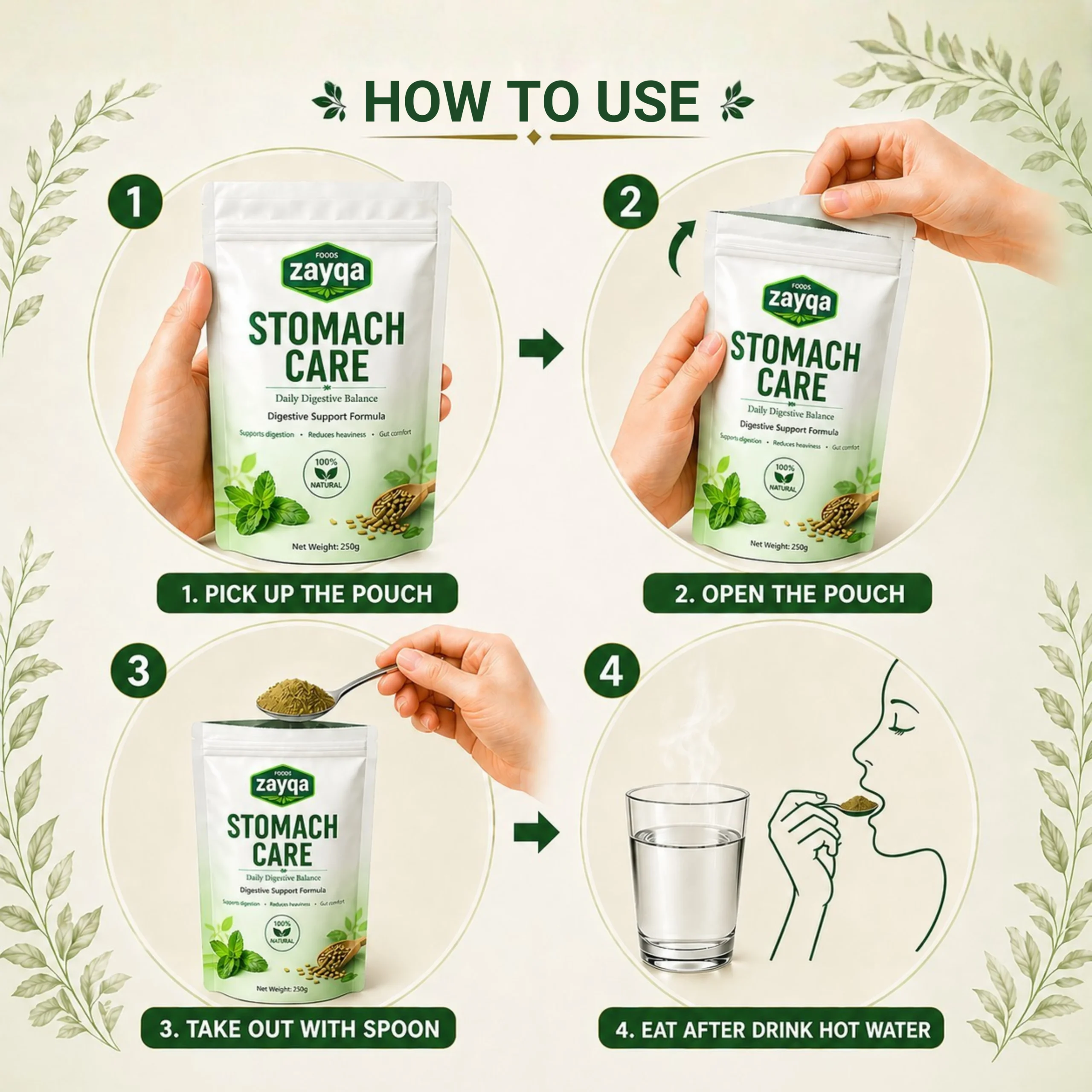 Zayqa Foods Stomach Care Herbal Digestive Powder 250g (Pouch) - Image 3
